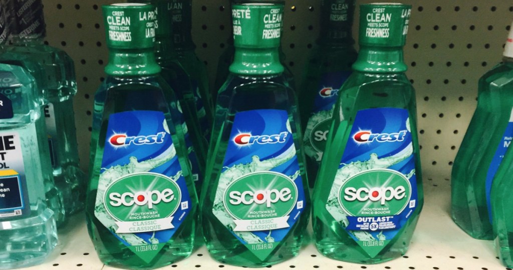 Crest Scope Mouthwash on walgreens shelf