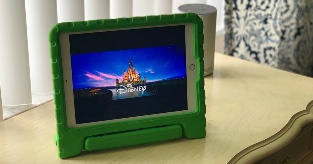 Disney movie on green iPad on table