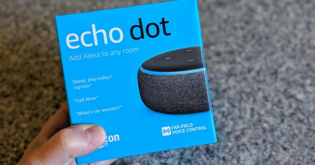 hand holding echo dot 3rd generation