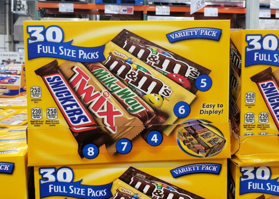 Snickers, Twic, M&M's, and Milky Way box at costco