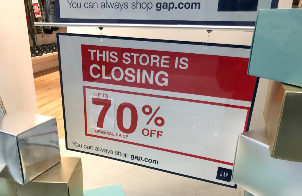 GAP store closing sign