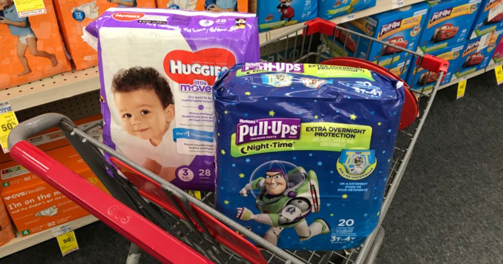 Huggies diapers and pull-ups in cart