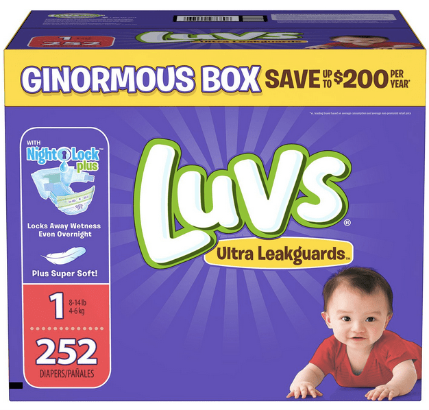 ginormous box of LUVS diapers