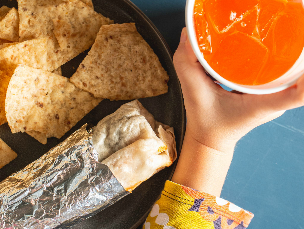 Moe's free kids meal with chips and a drink