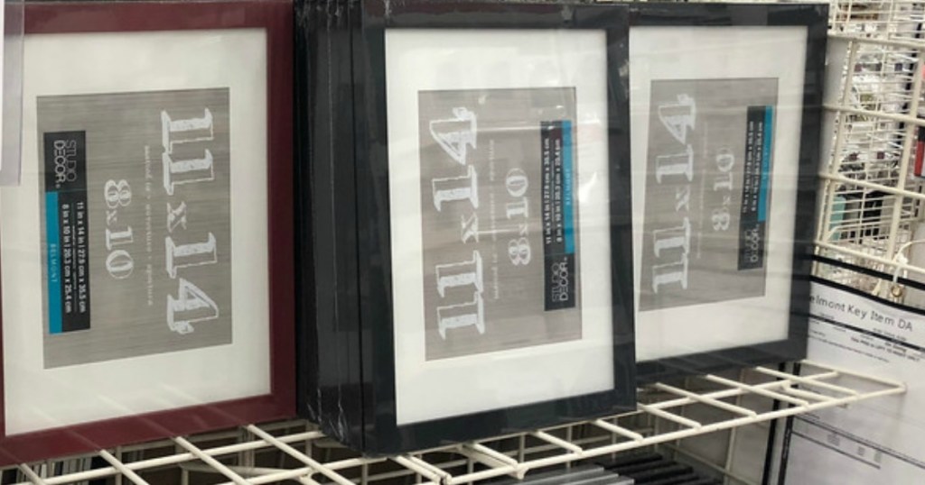 shelf full of frames at Michaels