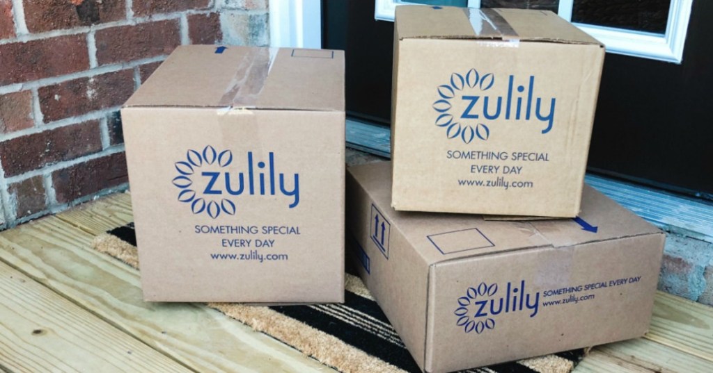 Zulily Boxes at Front Door