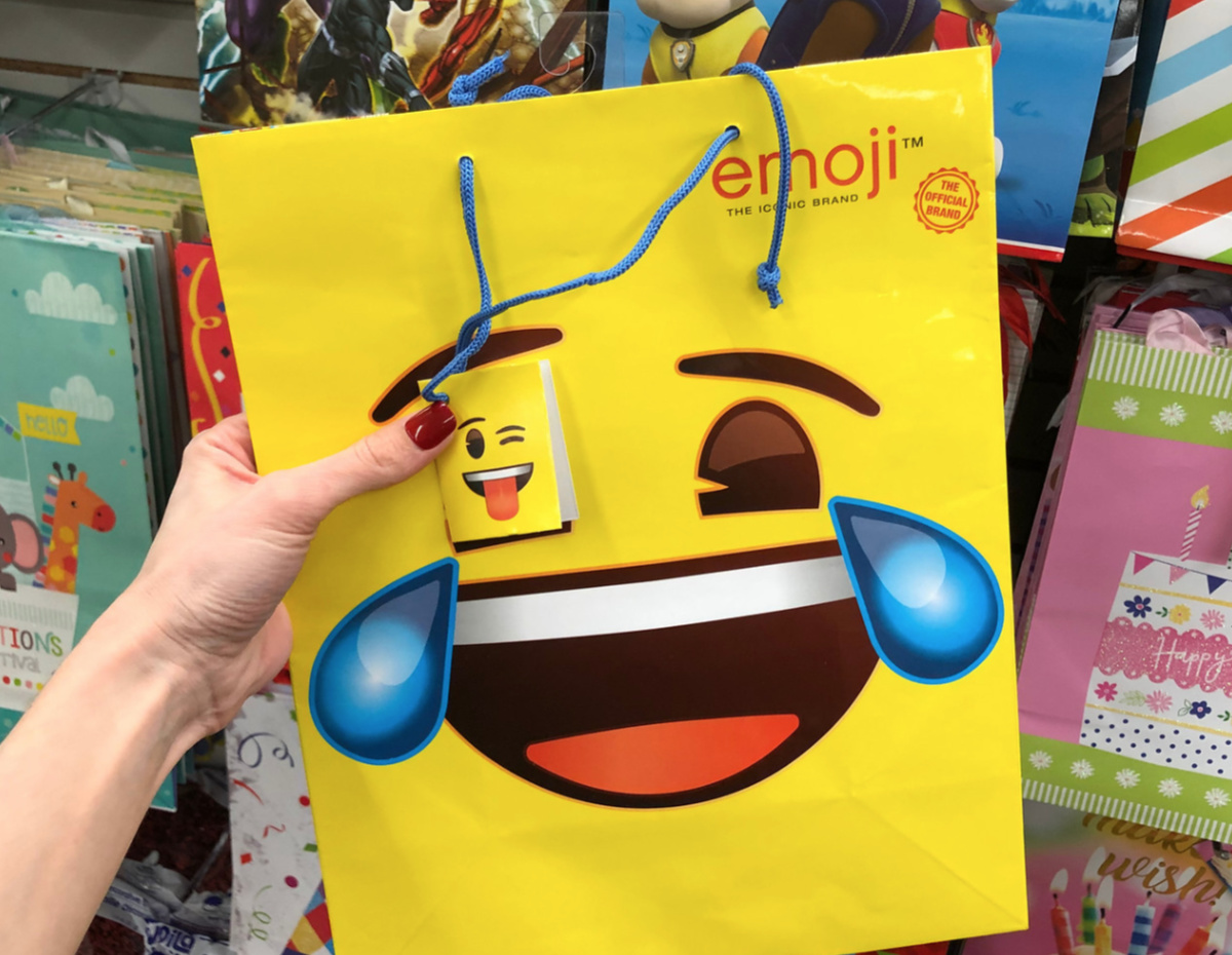 emoji gift bags at Dollar Tree