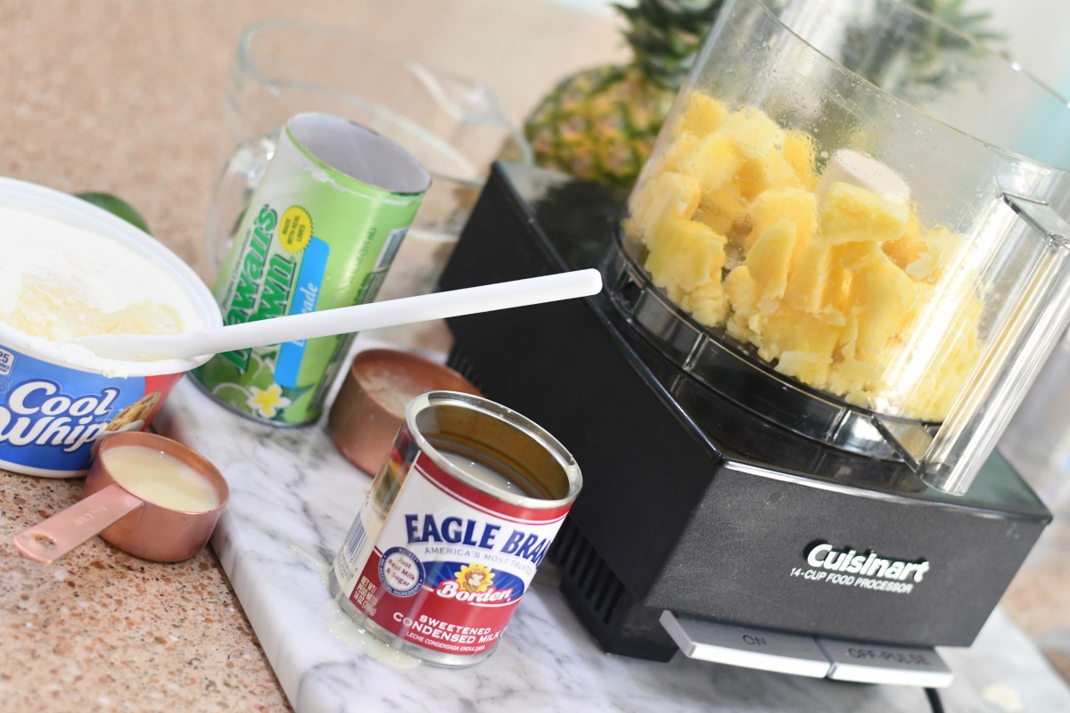 ingredients for lime dole whip on the counter 