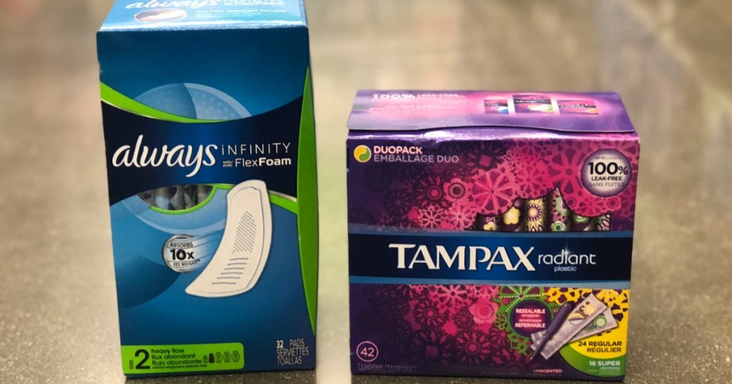 feminine care products on floor