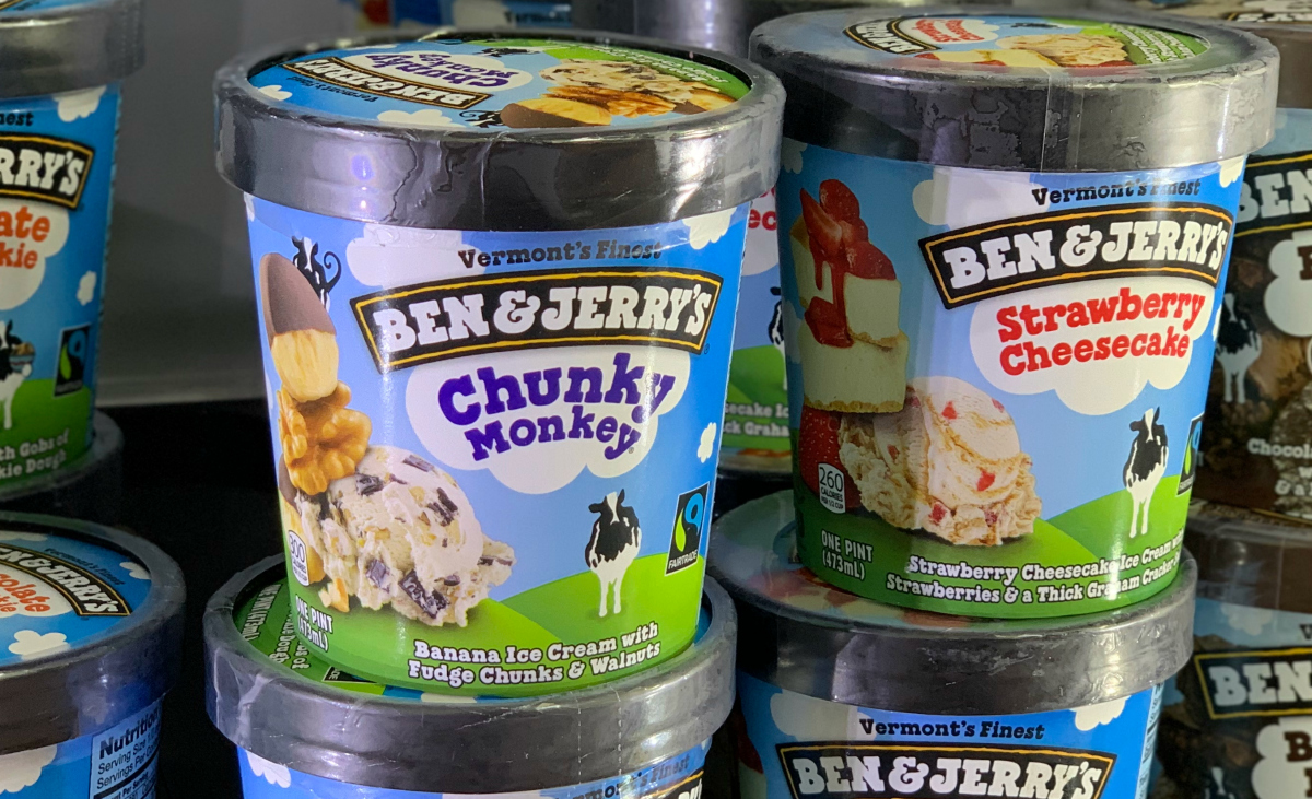 Ben & Jerry pints in the freezer