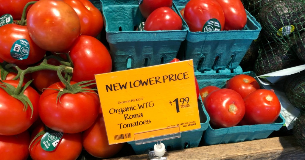 Roma tomatoes at Whole Foods