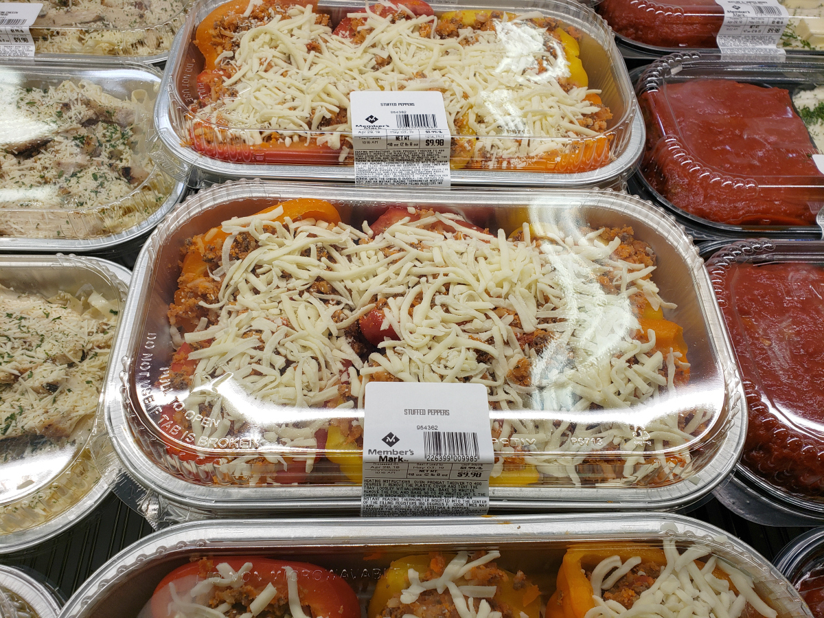 Sam's Club stuffed peppers in a display