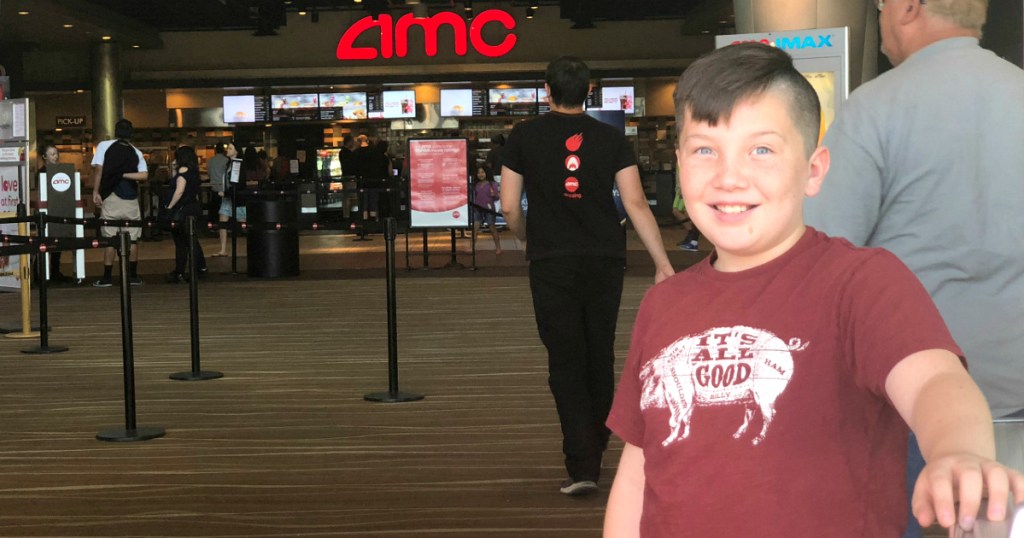 Lina's son outside AMC theater