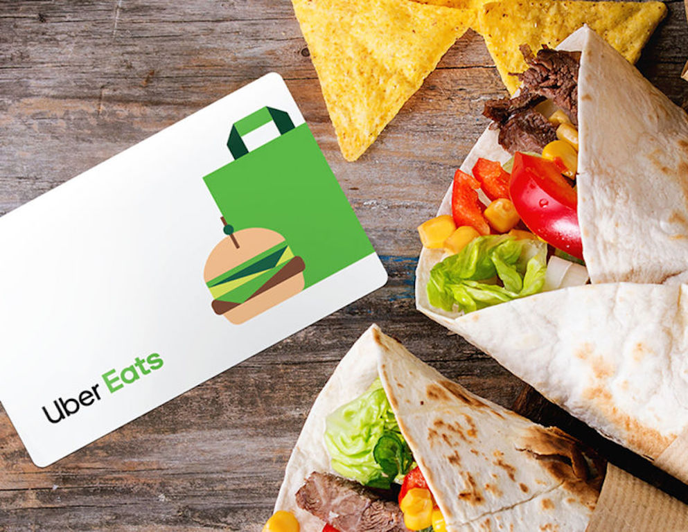 Uber Eats card with tacos