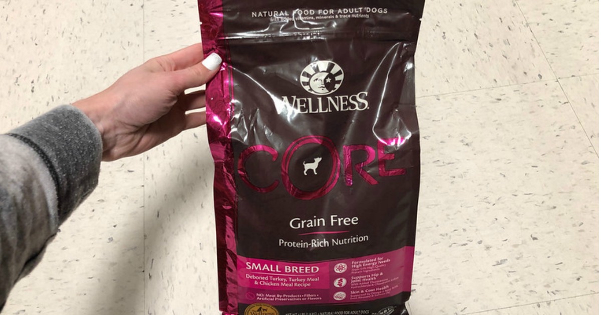wellness core dog food bag in store