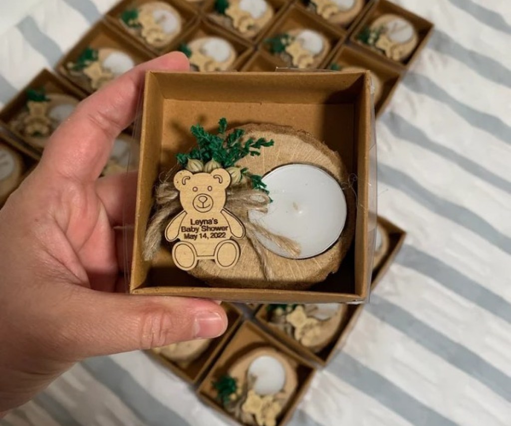 baby shower ideas affordable favors tea light 