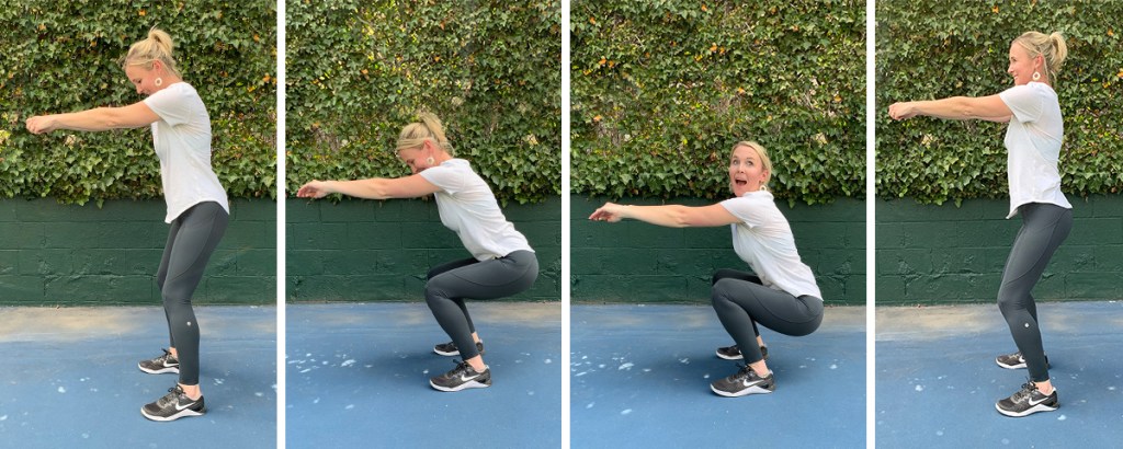 woman demonstrating how to do a perfect squat