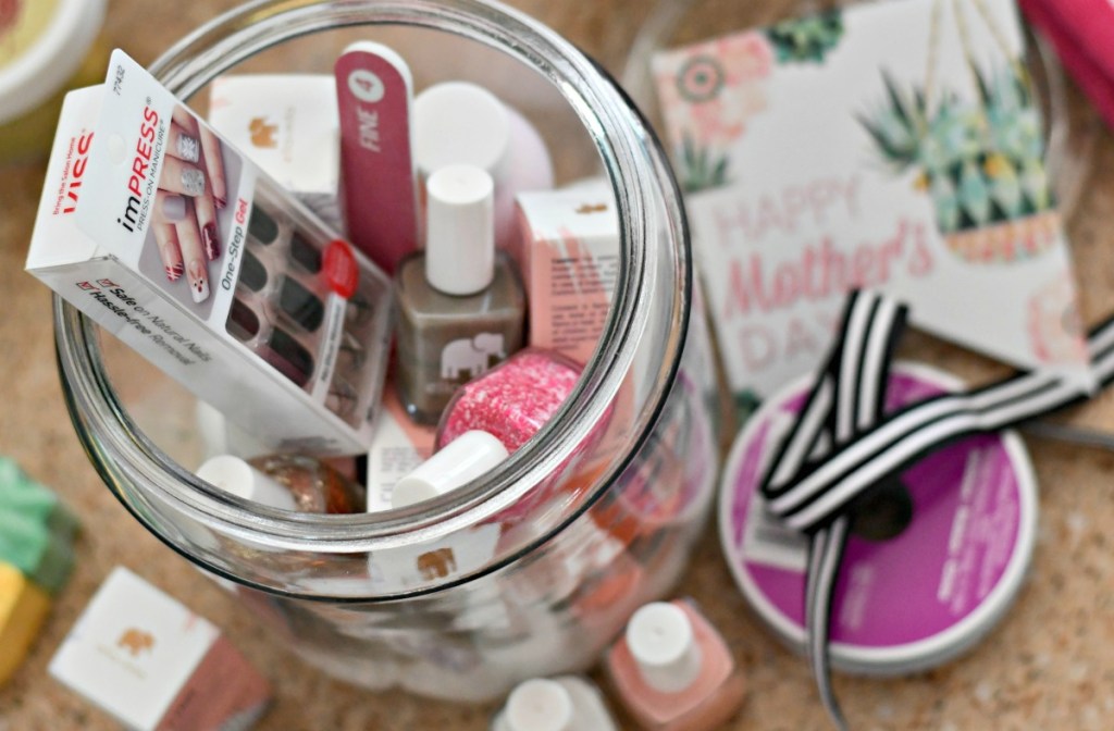 supplies to make manicure in a jar idea gift idea for mom with free mother's day printables 