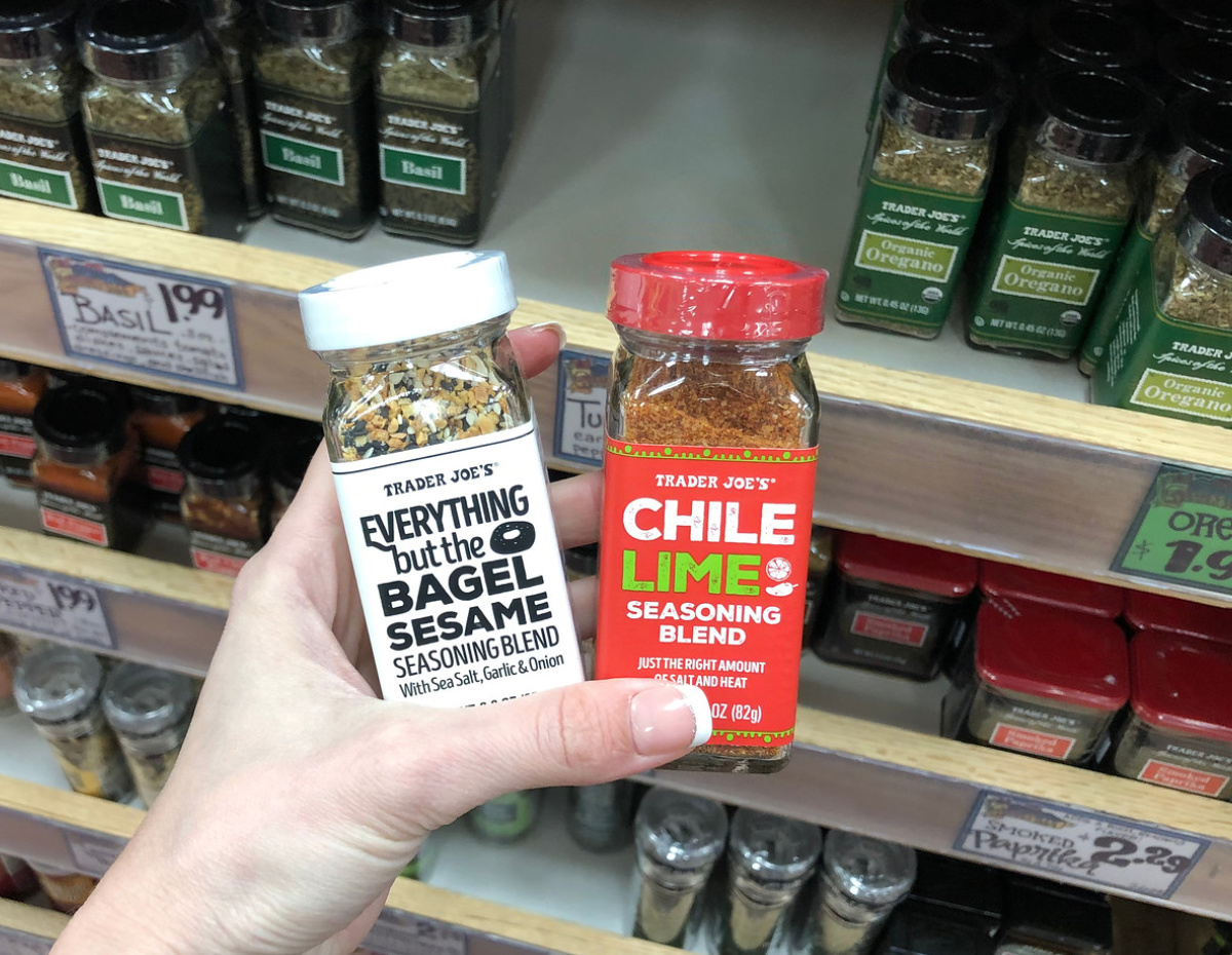 Trader Joe's everything but the bagel seasoning and chile lime seasoning blend