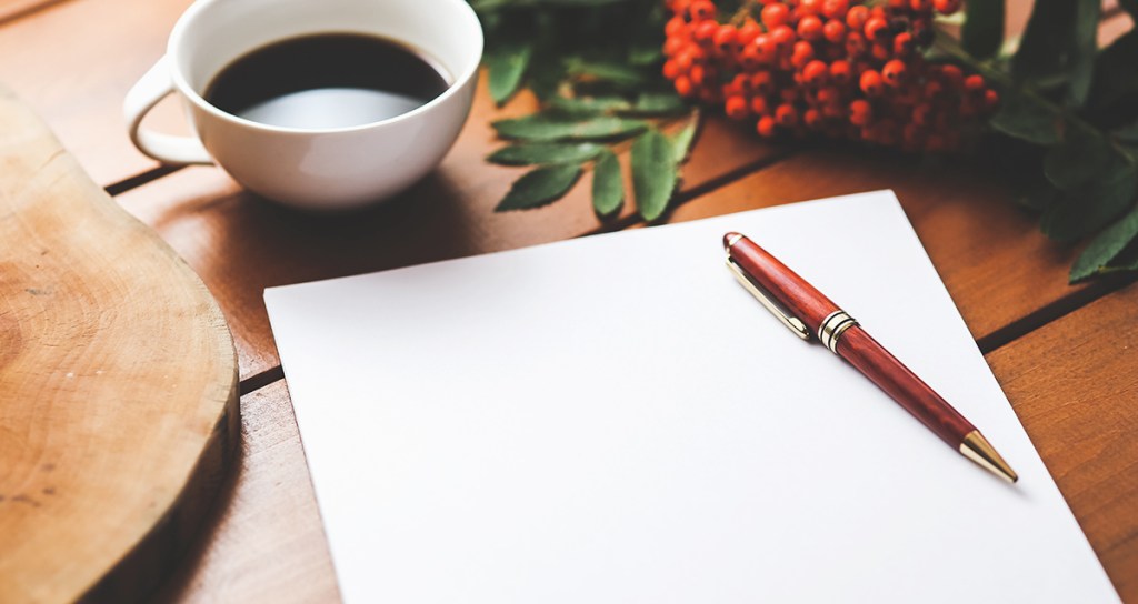 blank piece of paper with coffee cup