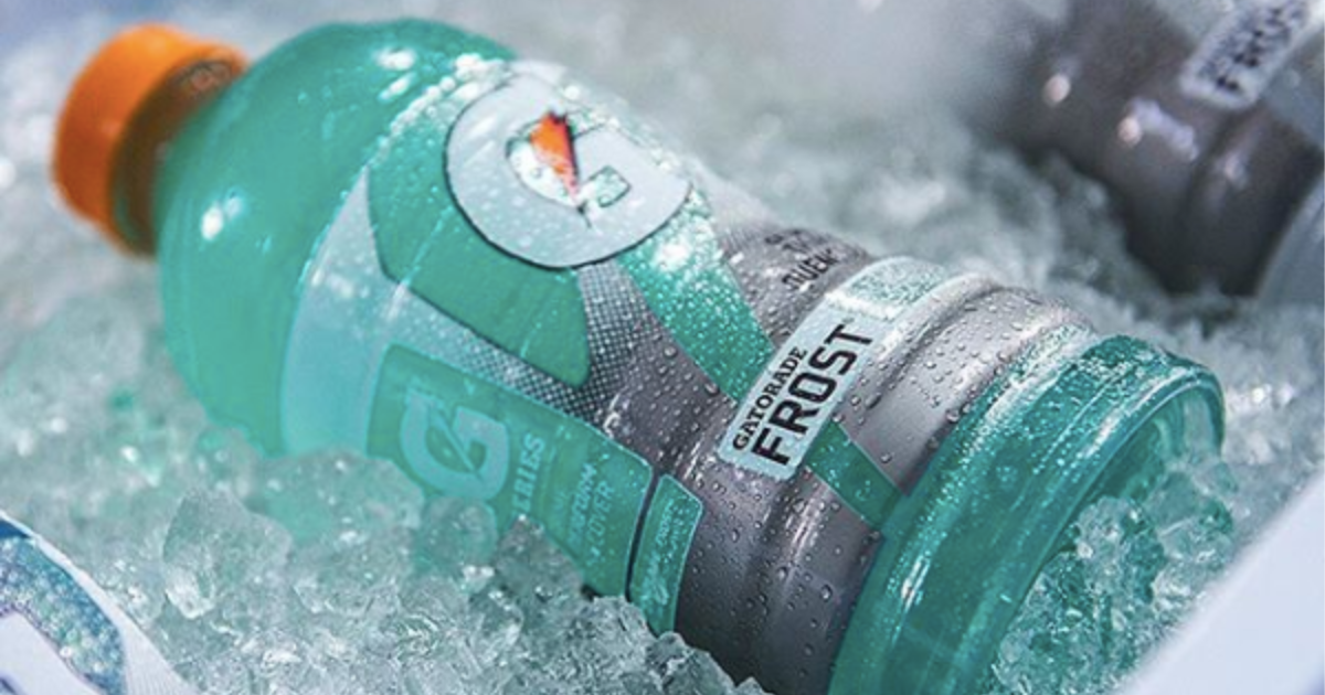 Gatorade Frost bottle on ice