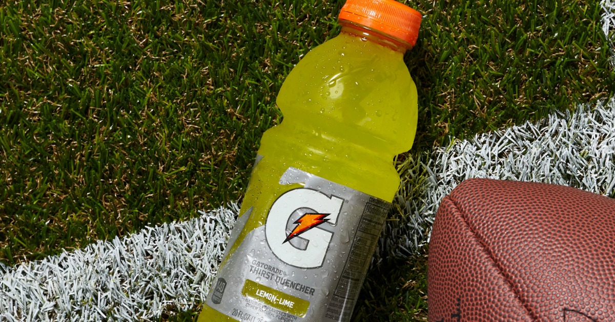 gatorade lemon lime on football turf with football