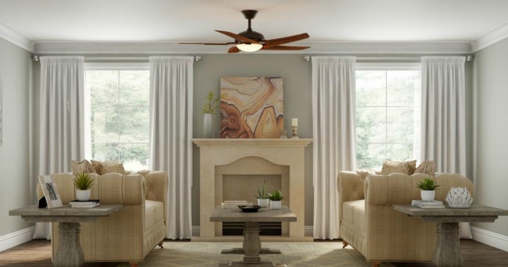 Hampton Bay Sidewinder 54 in. Indoor Oil-Rubbed Bronze Ceiling Fan in living room