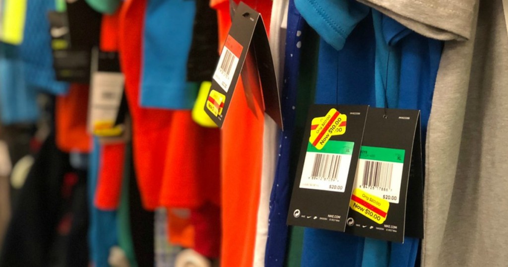 apparel with clearance tags