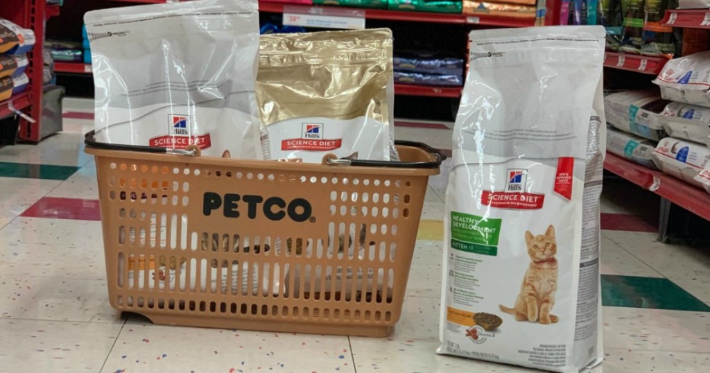 pet food in a petco basket