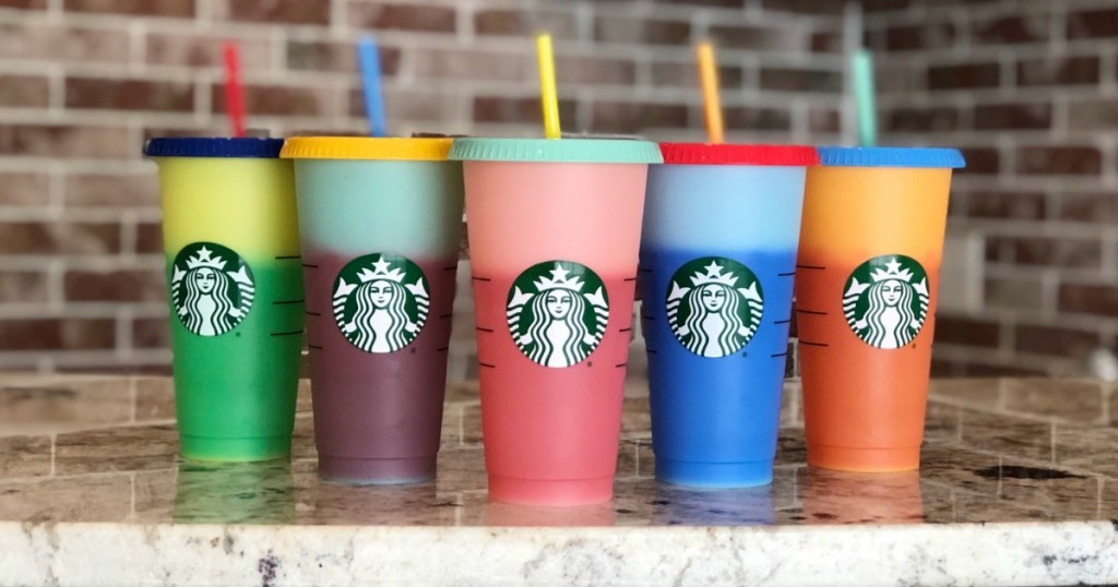 Set of 5 reusable Starbucks cups