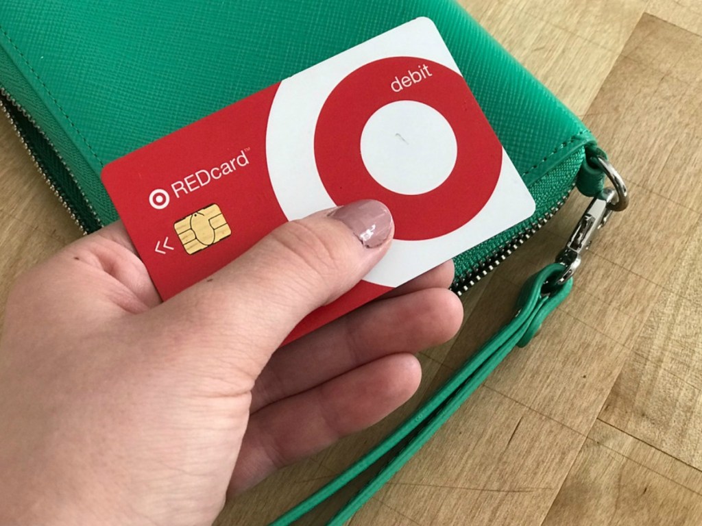 woman holding Target REDcard