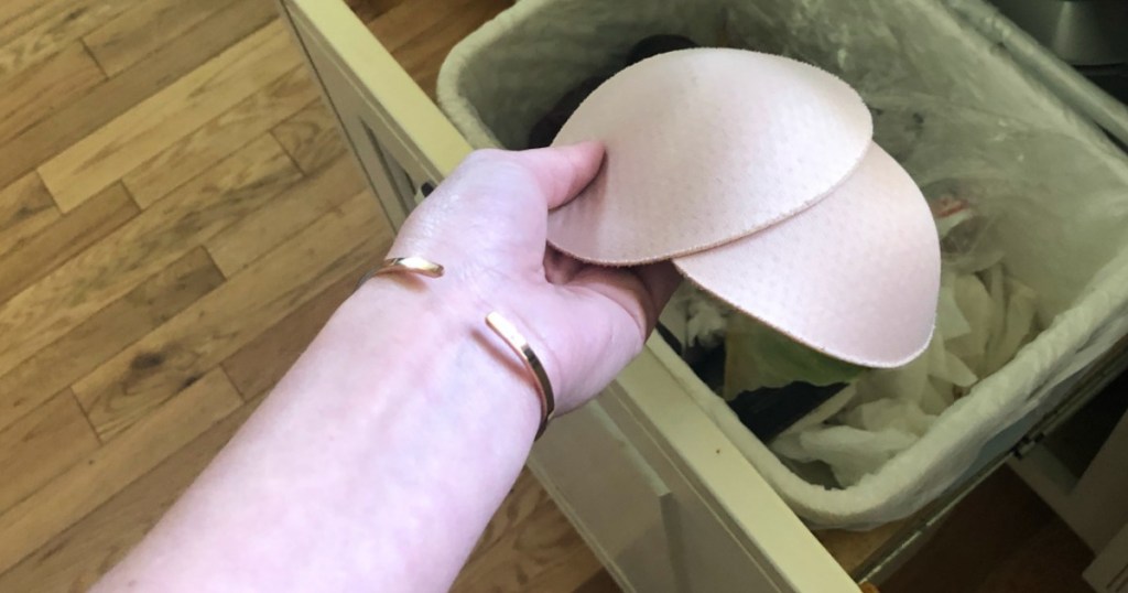 Throwing bra pads in the trash 