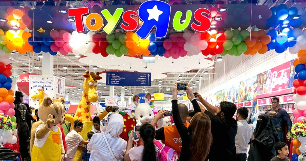 ToysRUs store front with people