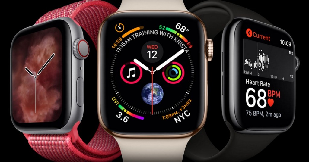 Apple Watch Series 4 in red, white, or black