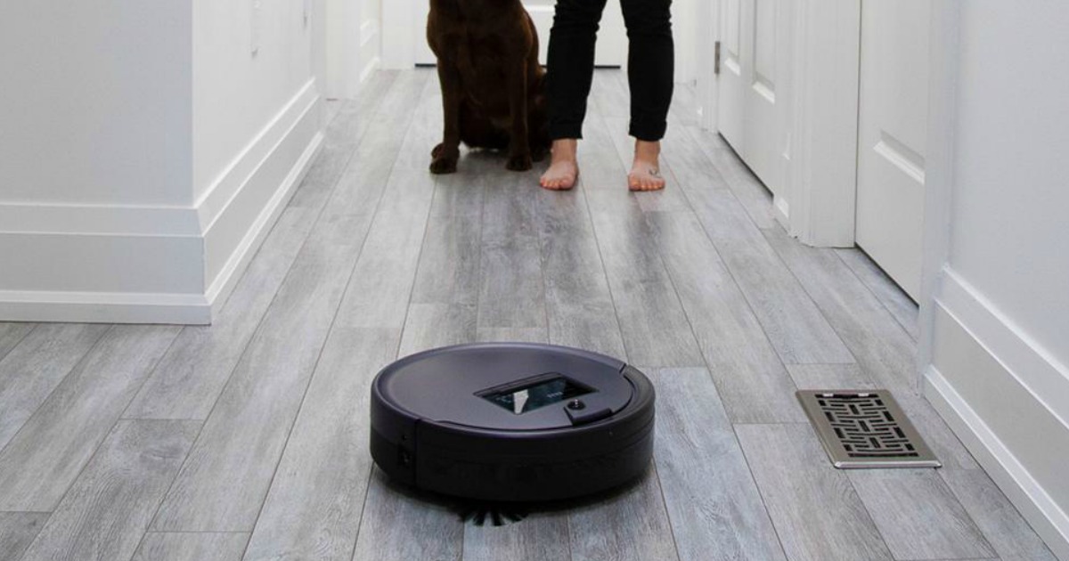 bObsweep PetHair Plus Robotic Vacuum Cleaner and Mop in hallway