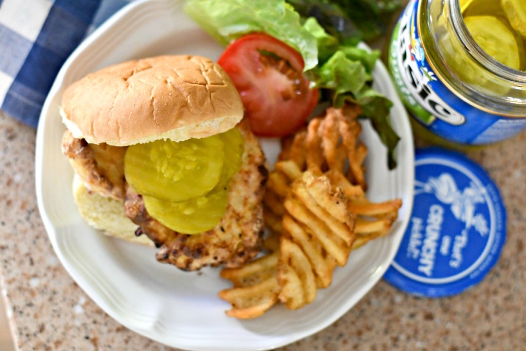 copycat air fryer chick-fil-a sandwich with pickles