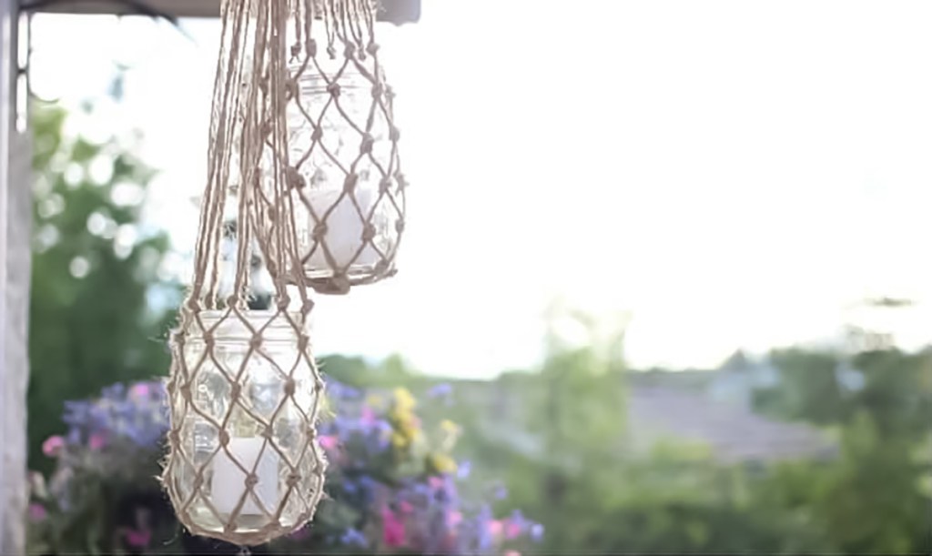 hanging jute string lantern diy