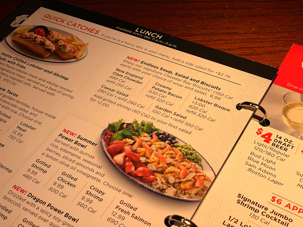 Red Lobster lunch menu opened up 