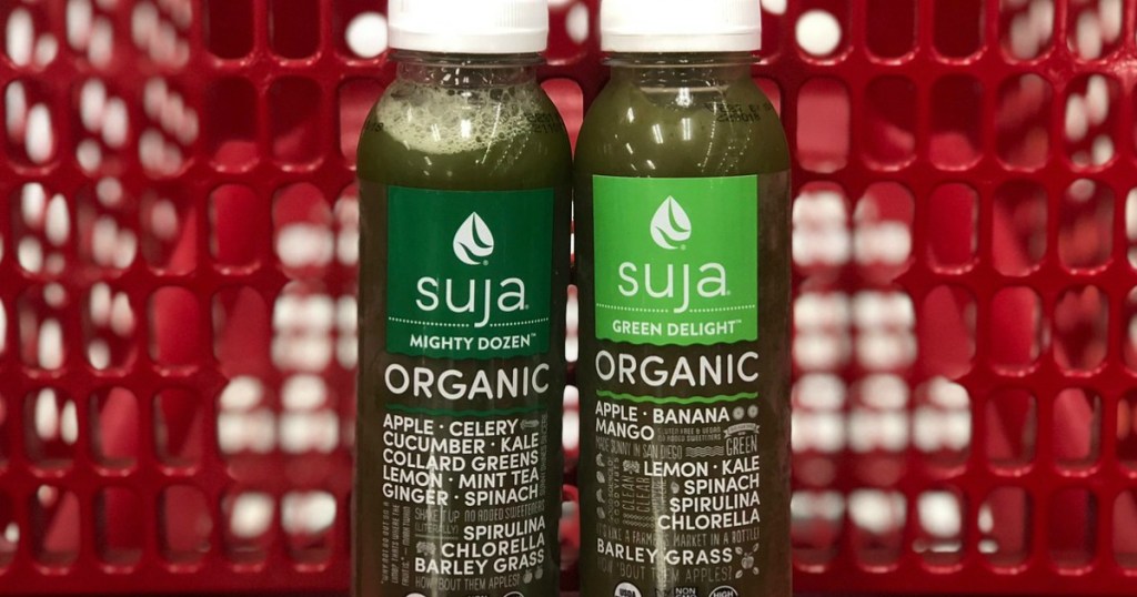 suja organic juice in shopping cart