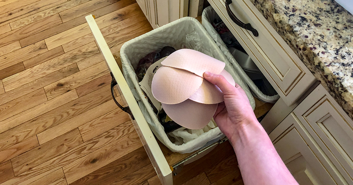 throwing away bra pads