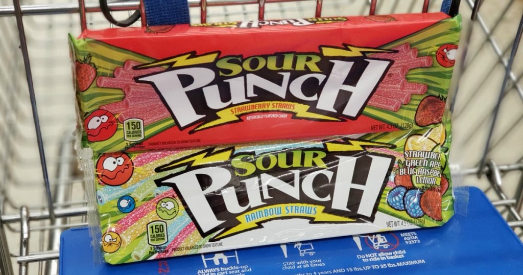 sour punch theater pack candy in shopping cart at walgreens