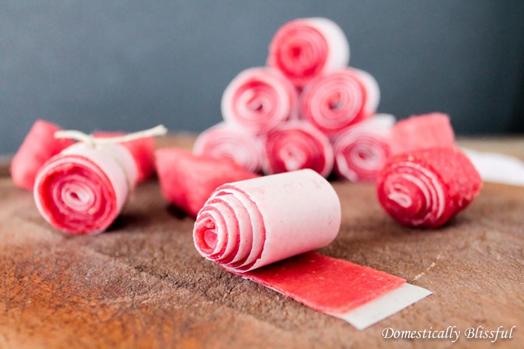 rolls of watermelon fruit leathers