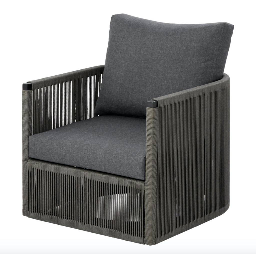 dark gray rope lounge chair stock photo with white background