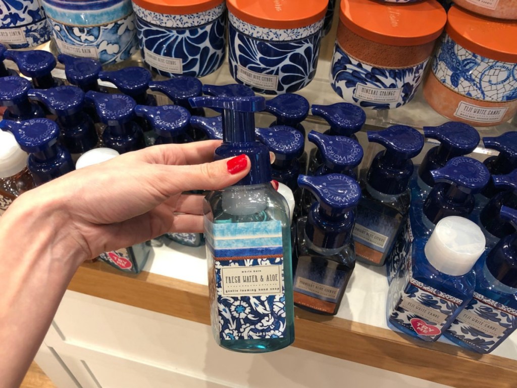 hand holding Bath & Body Works hand soap