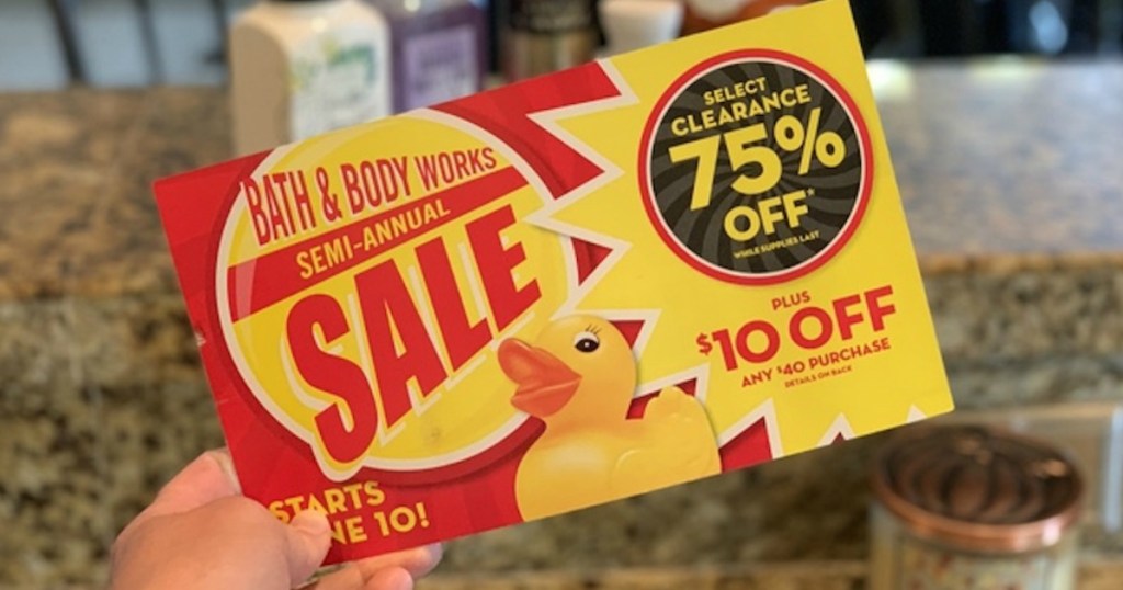 holding Bath & Body Works Semi-Annual Sale coupon 