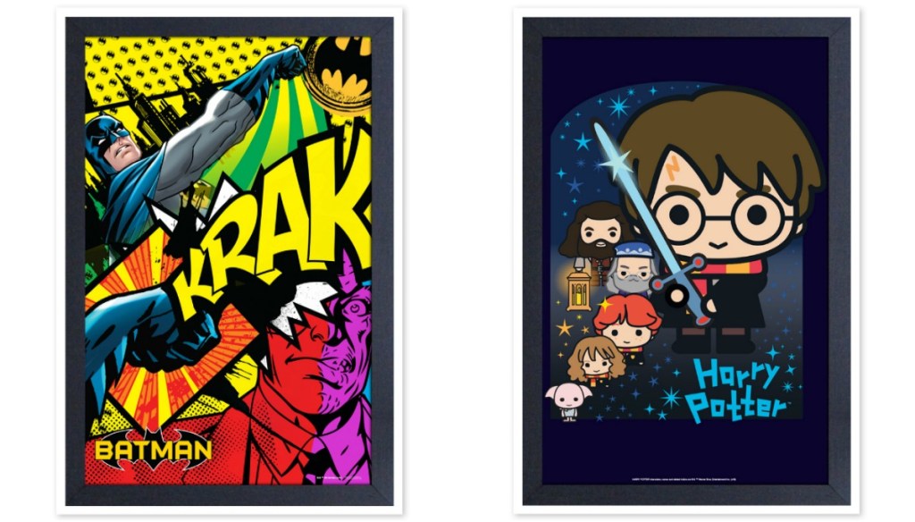 Batman and Harry Potter framed prints