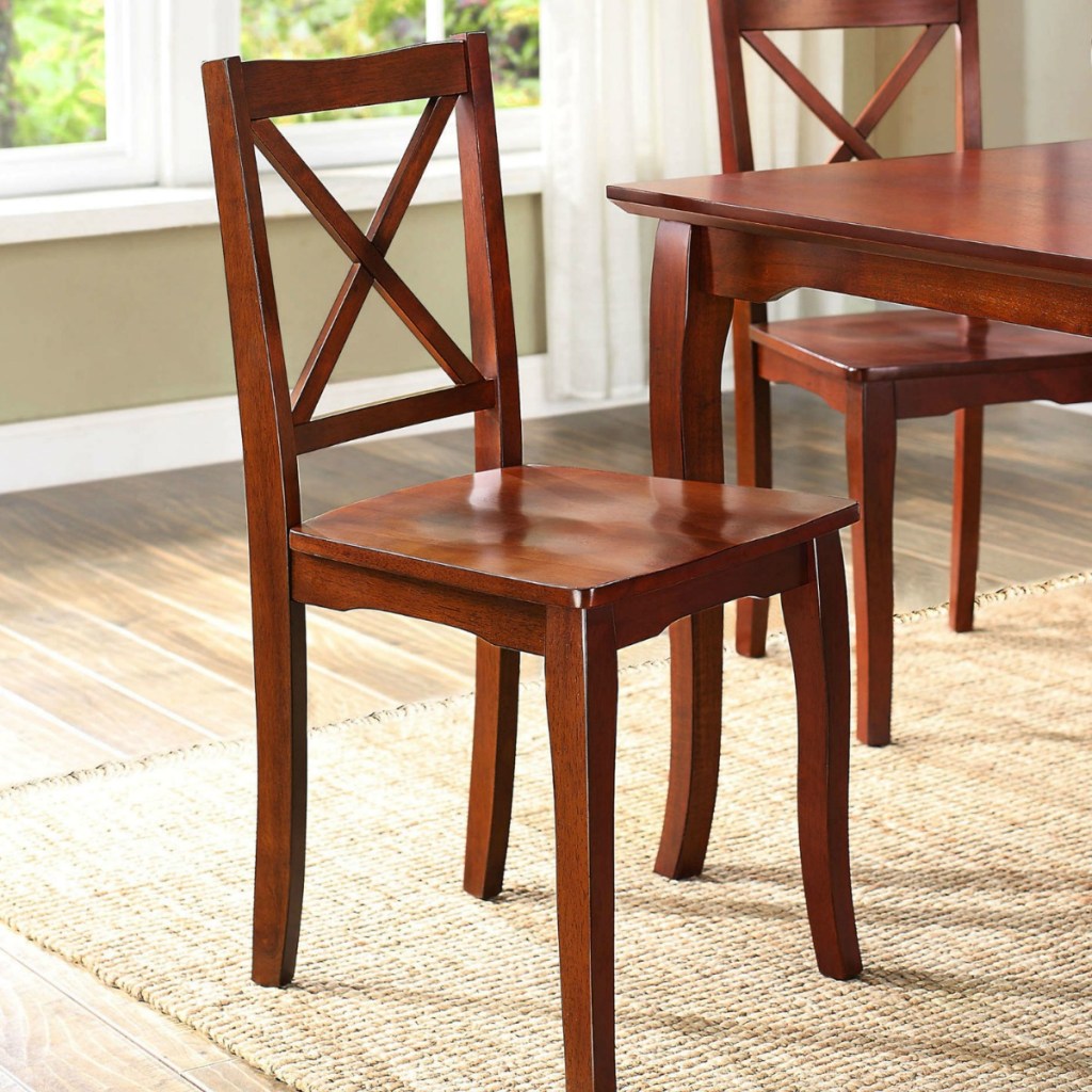 wood Better Homes and Garden chairs in a dining room