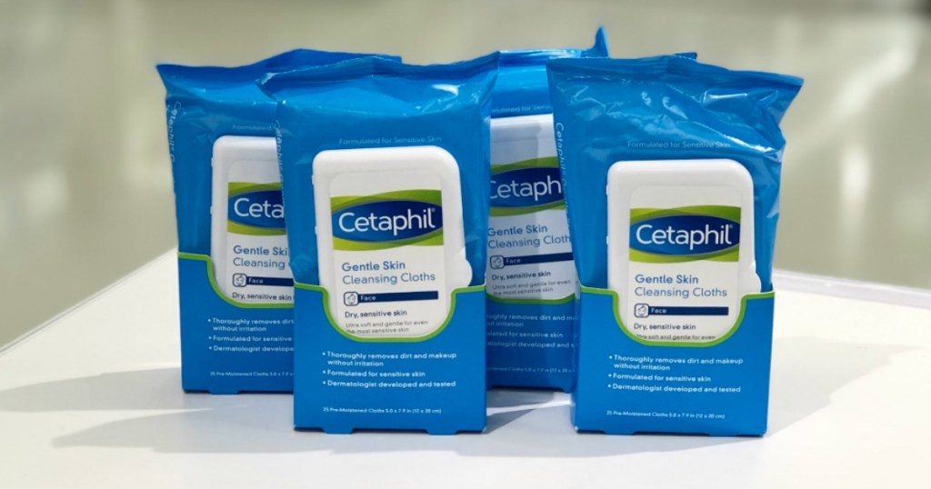 cetaphil facial wipes on a shelf at target