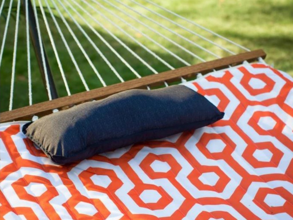 close up of rope and pillow for hammock