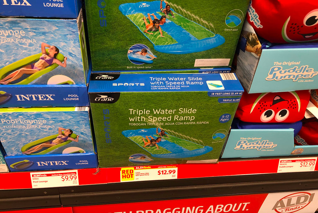 Shelf Display at ALDI featuring Crane Triple Water Slide